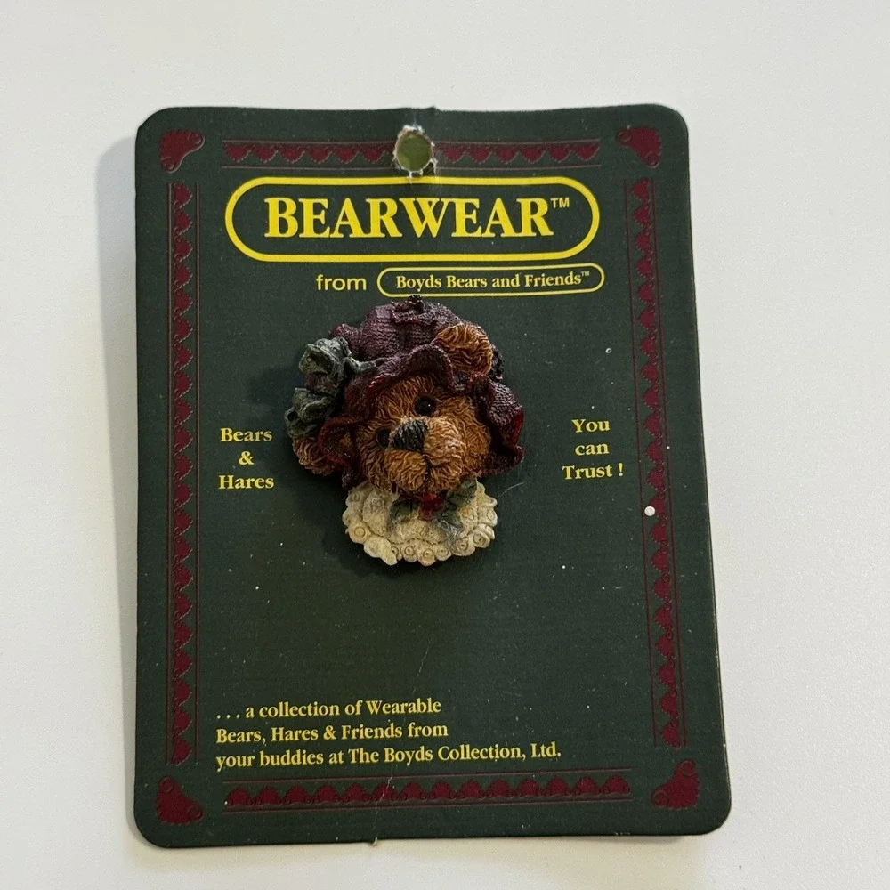 1994 Boyds Bears & Friends Bearwear Pin Bonnet Hat Lady Bear